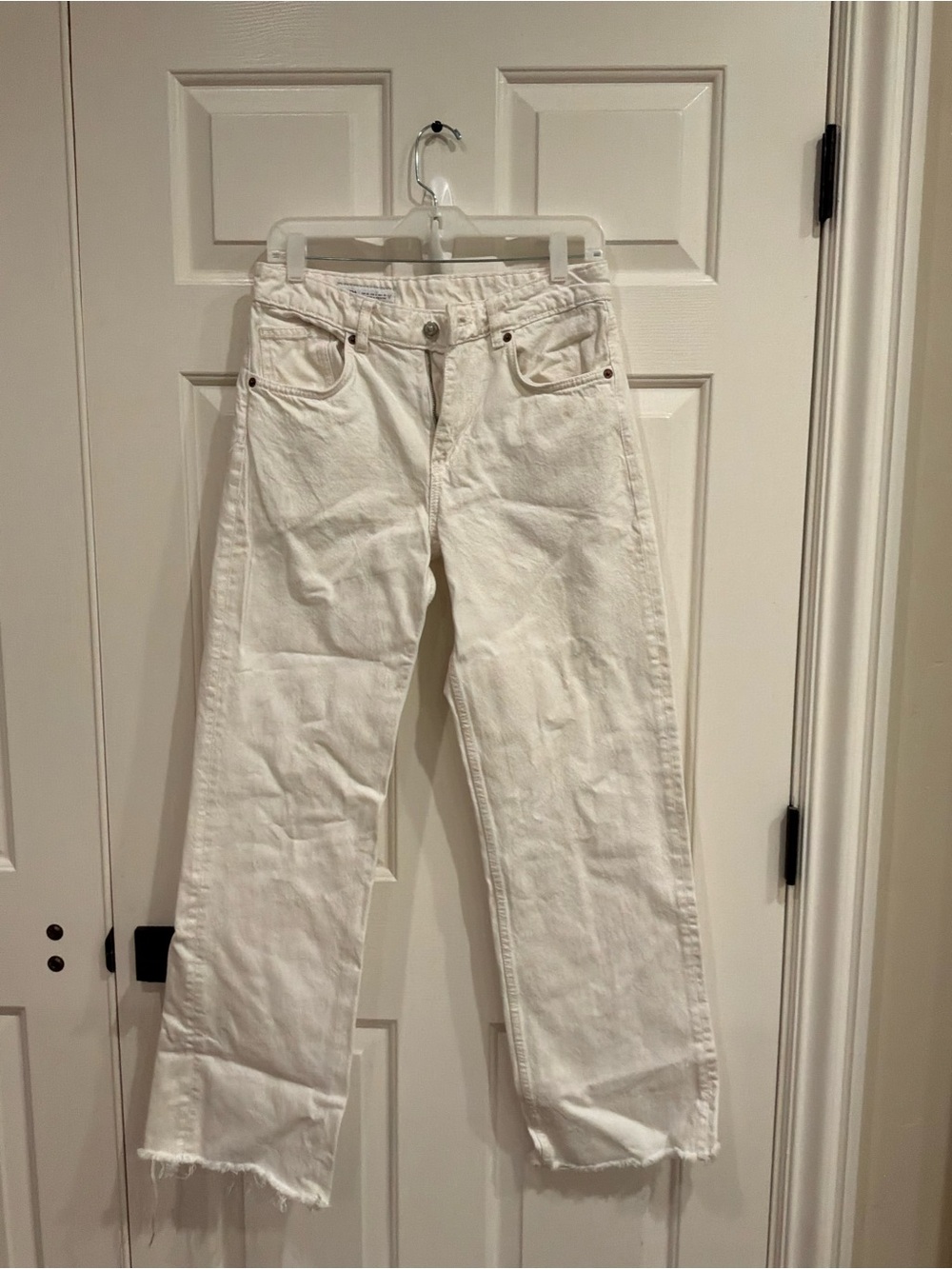 Zara Off-White Straight Leg Jeans